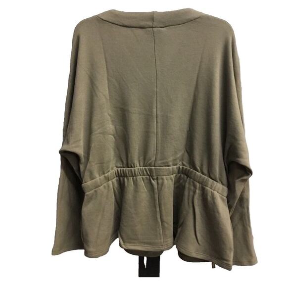 DG2 by Diane Gilman French Terry Dolman Sleeve Peplum Plus Size Olive Top 1X - Picture 4 of 7